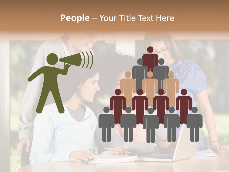 Books People Desk PowerPoint Template