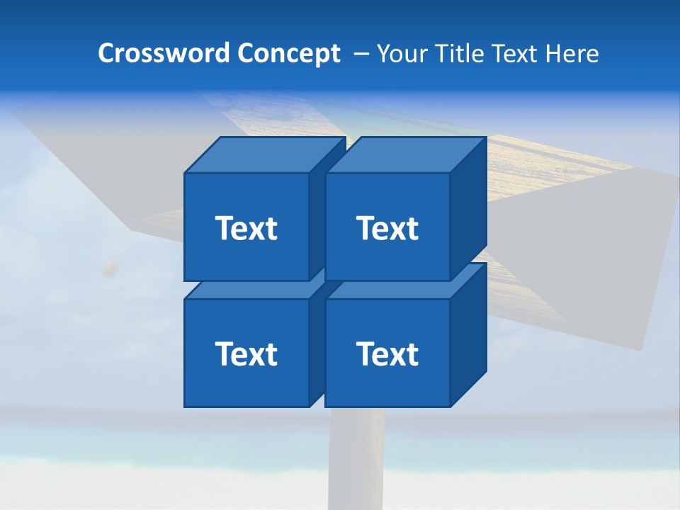 A Wooden Arrow Sign On A Beach With The Ocean In The Background PowerPoint Template