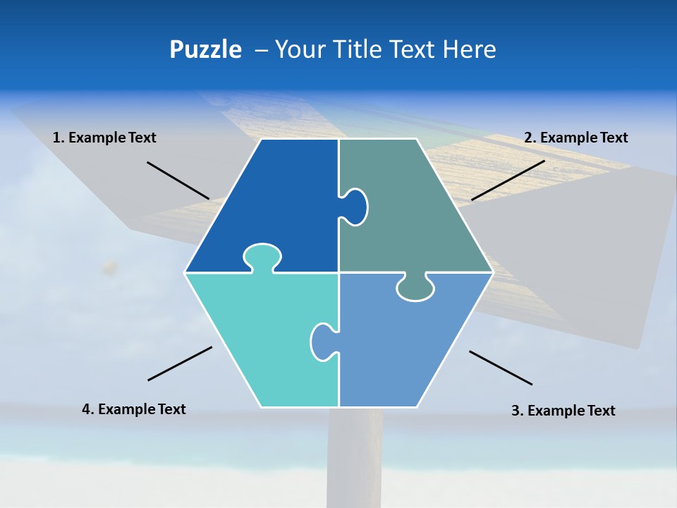 A Wooden Arrow Sign On A Beach With The Ocean In The Background PowerPoint Template