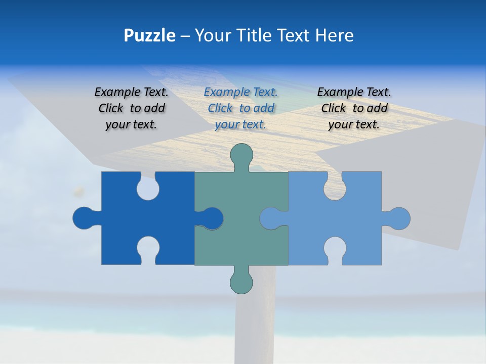 A Wooden Arrow Sign On A Beach With The Ocean In The Background PowerPoint Template