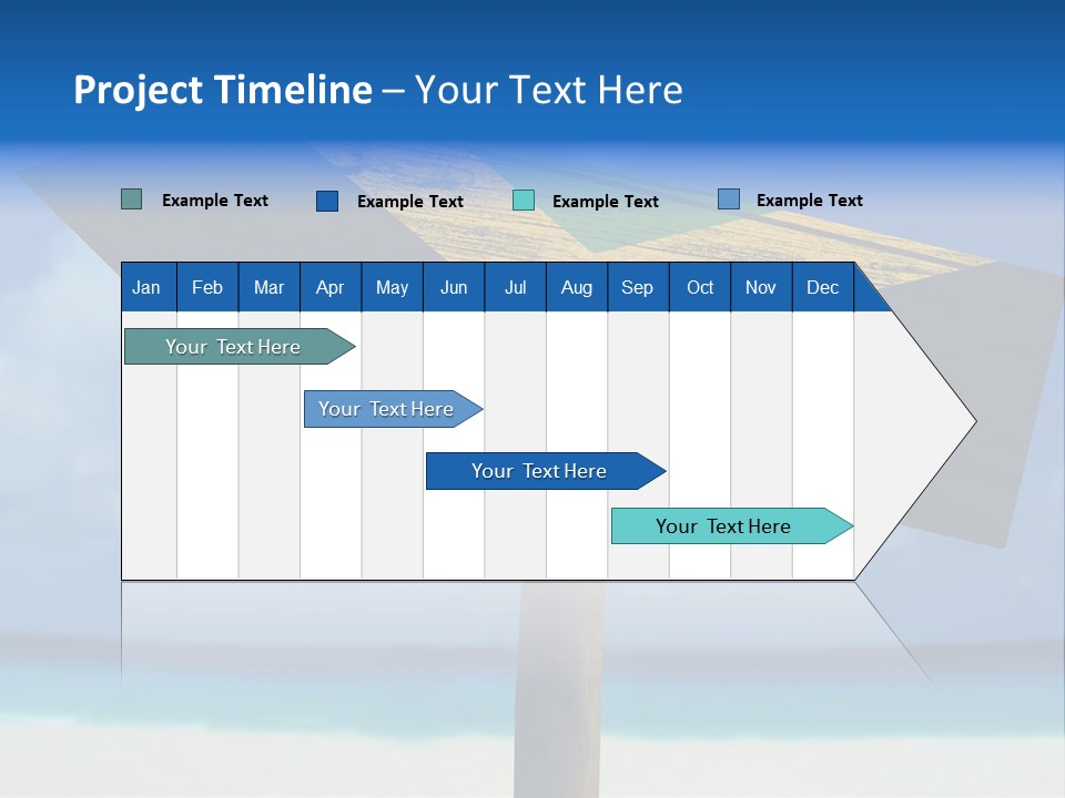 A Wooden Arrow Sign On A Beach With The Ocean In The Background PowerPoint Template