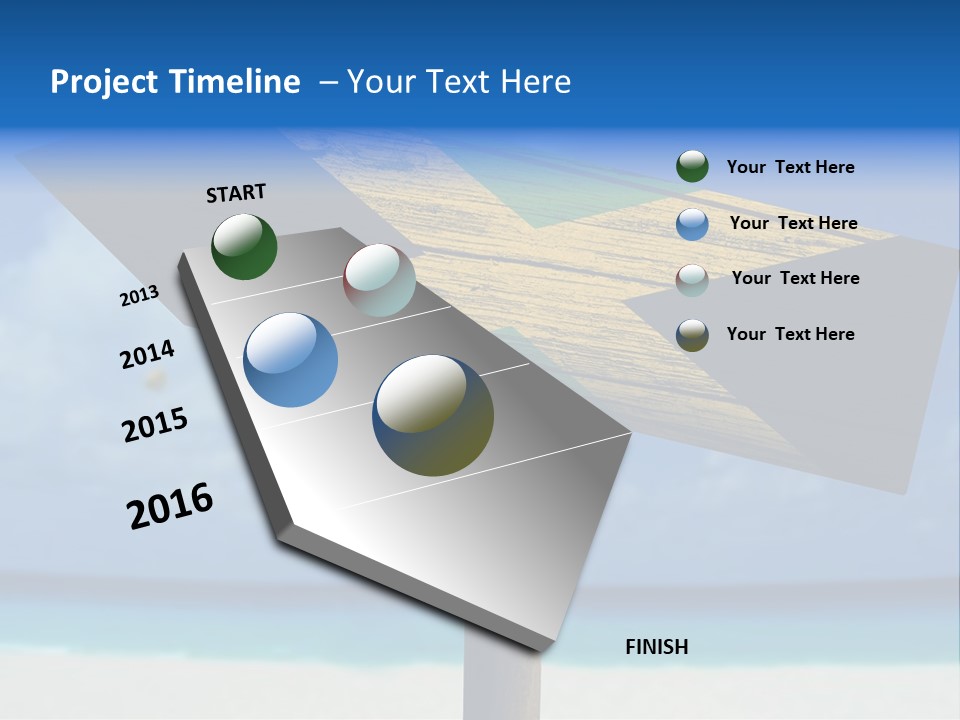 A Wooden Arrow Sign On A Beach With The Ocean In The Background PowerPoint Template