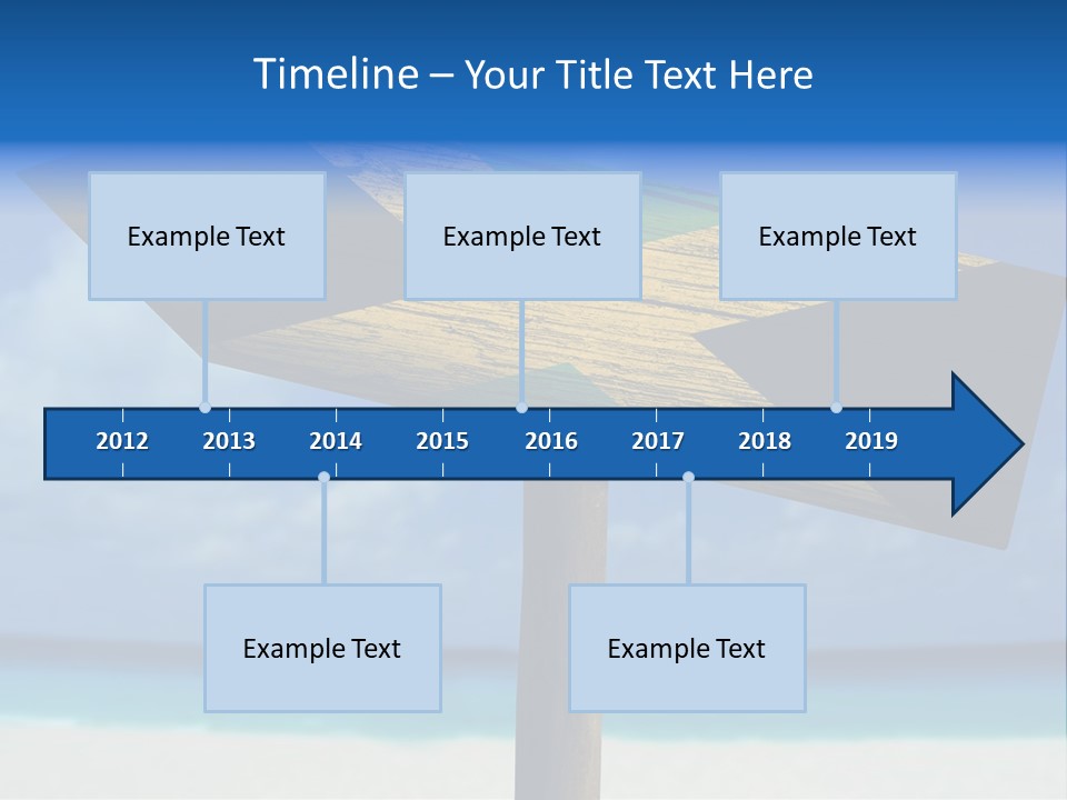 A Wooden Arrow Sign On A Beach With The Ocean In The Background PowerPoint Template