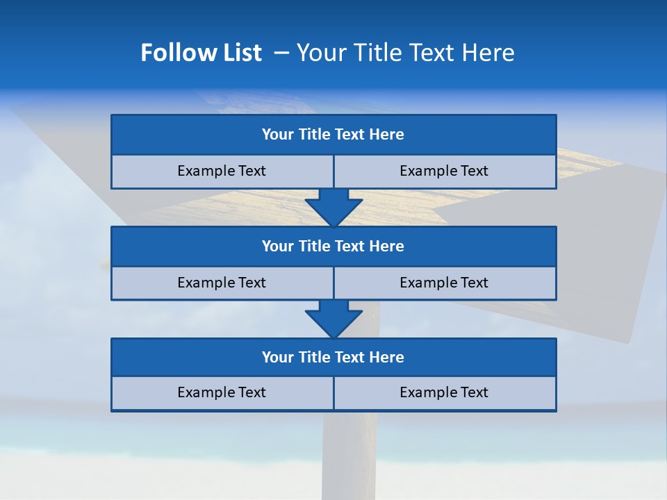 A Wooden Arrow Sign On A Beach With The Ocean In The Background PowerPoint Template