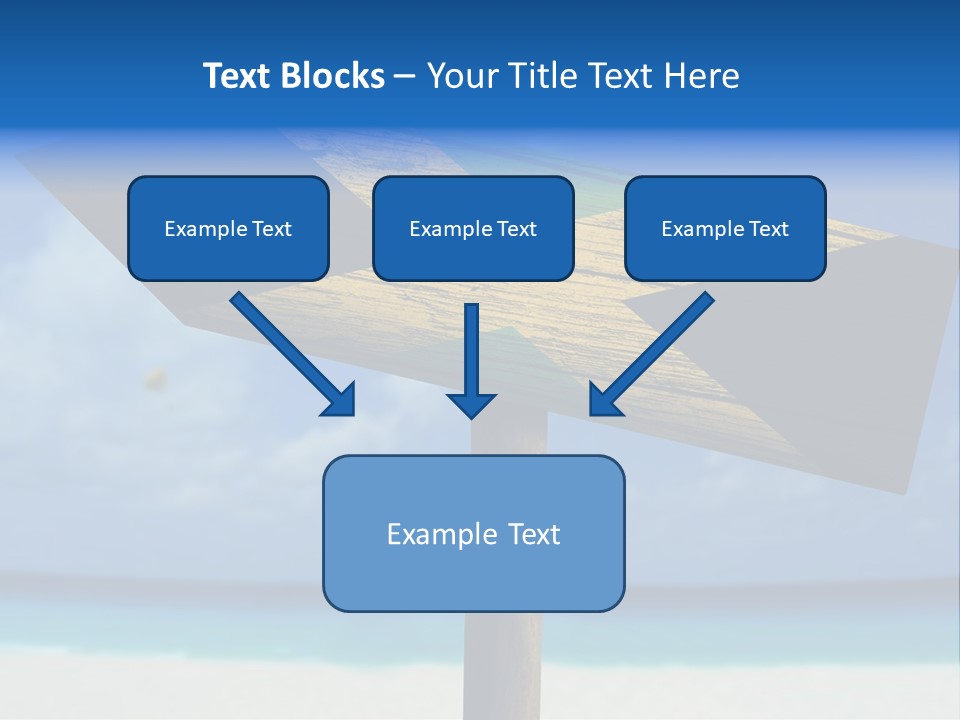 A Wooden Arrow Sign On A Beach With The Ocean In The Background PowerPoint Template