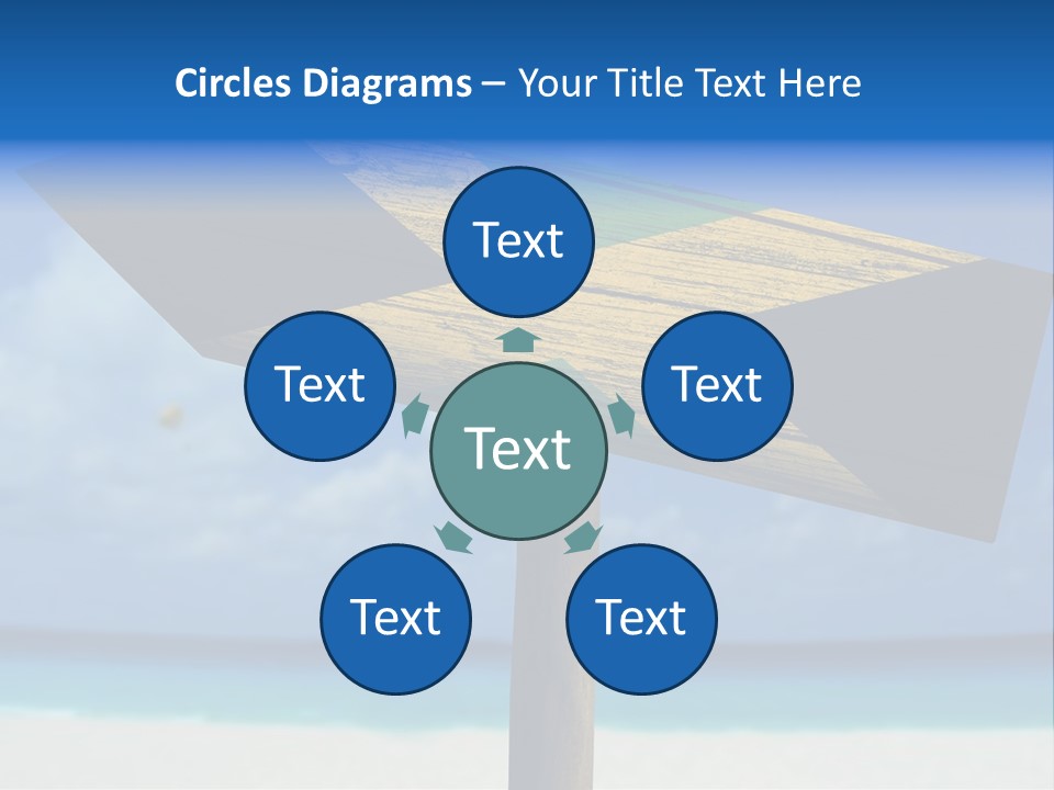 A Wooden Arrow Sign On A Beach With The Ocean In The Background PowerPoint Template