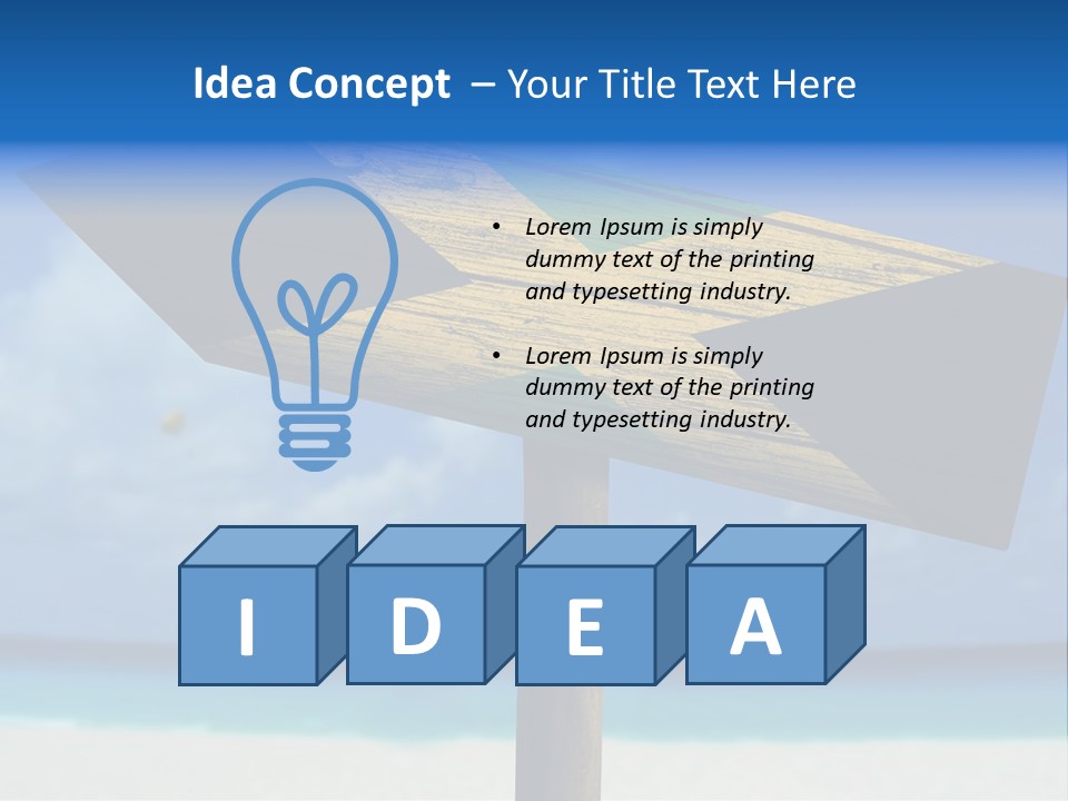 A Wooden Arrow Sign On A Beach With The Ocean In The Background PowerPoint Template