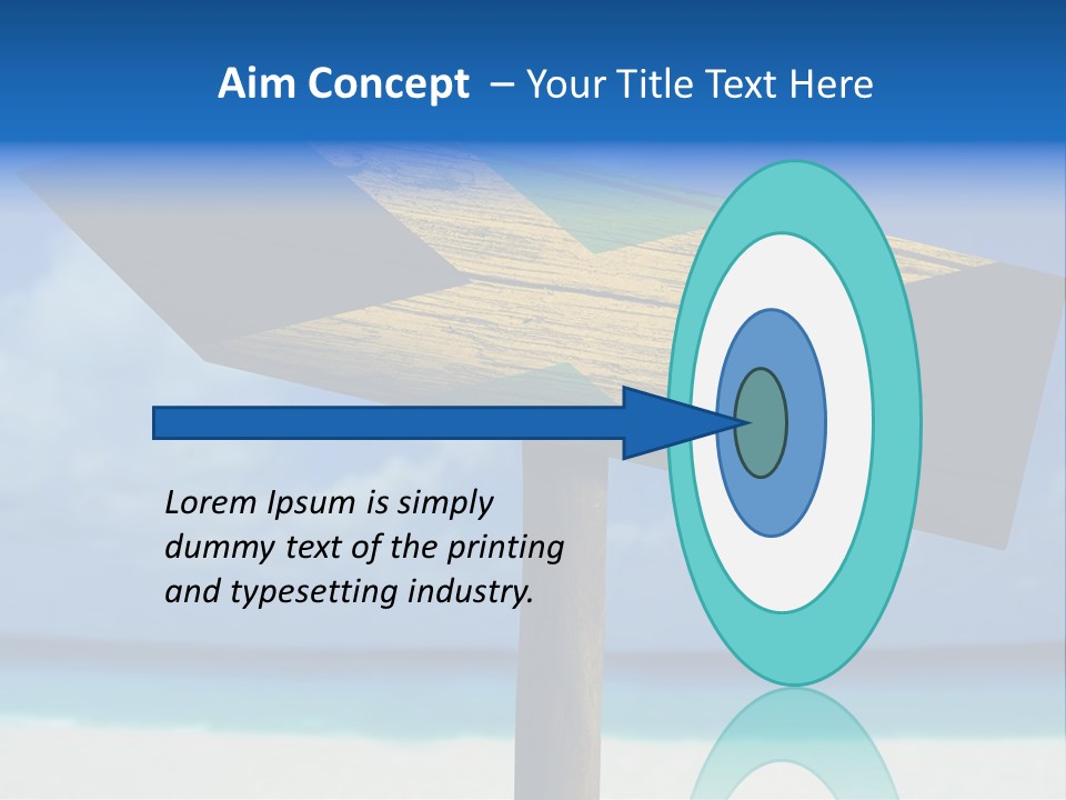 A Wooden Arrow Sign On A Beach With The Ocean In The Background PowerPoint Template