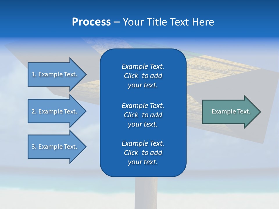 A Wooden Arrow Sign On A Beach With The Ocean In The Background PowerPoint Template