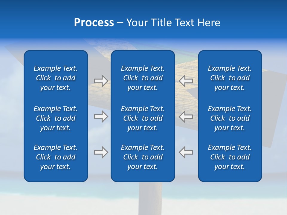 A Wooden Arrow Sign On A Beach With The Ocean In The Background PowerPoint Template