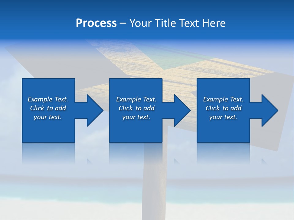 A Wooden Arrow Sign On A Beach With The Ocean In The Background PowerPoint Template