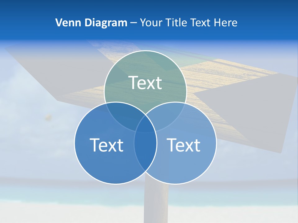 A Wooden Arrow Sign On A Beach With The Ocean In The Background PowerPoint Template