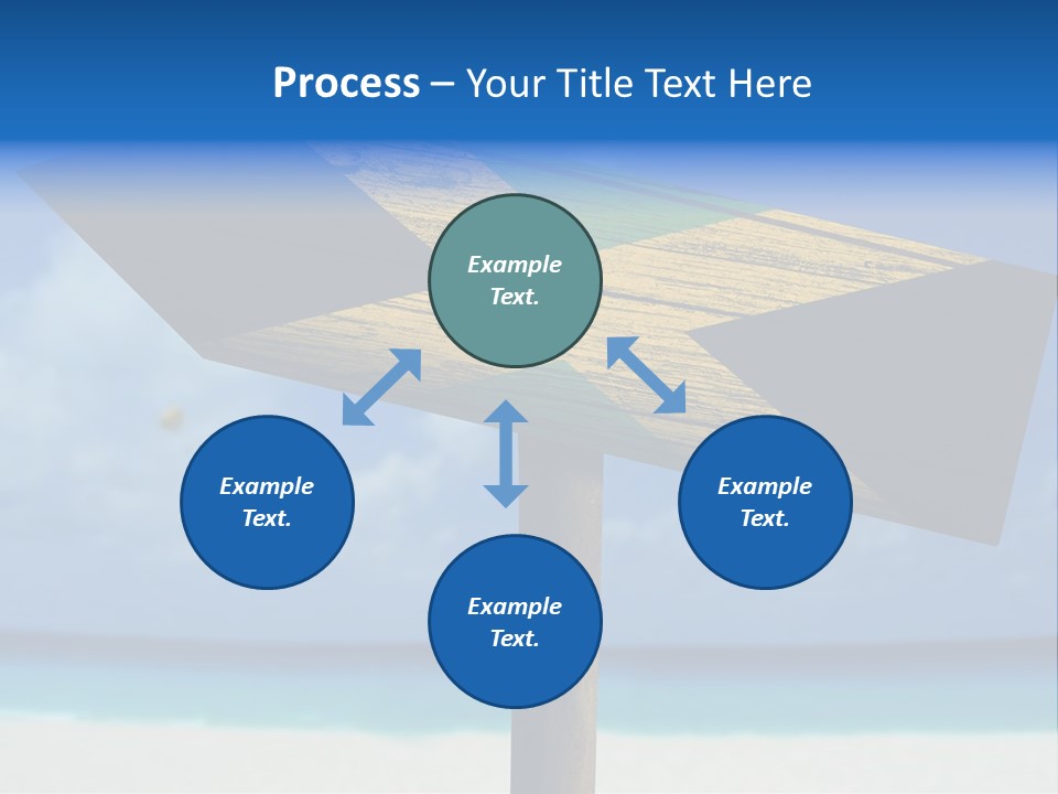 A Wooden Arrow Sign On A Beach With The Ocean In The Background PowerPoint Template