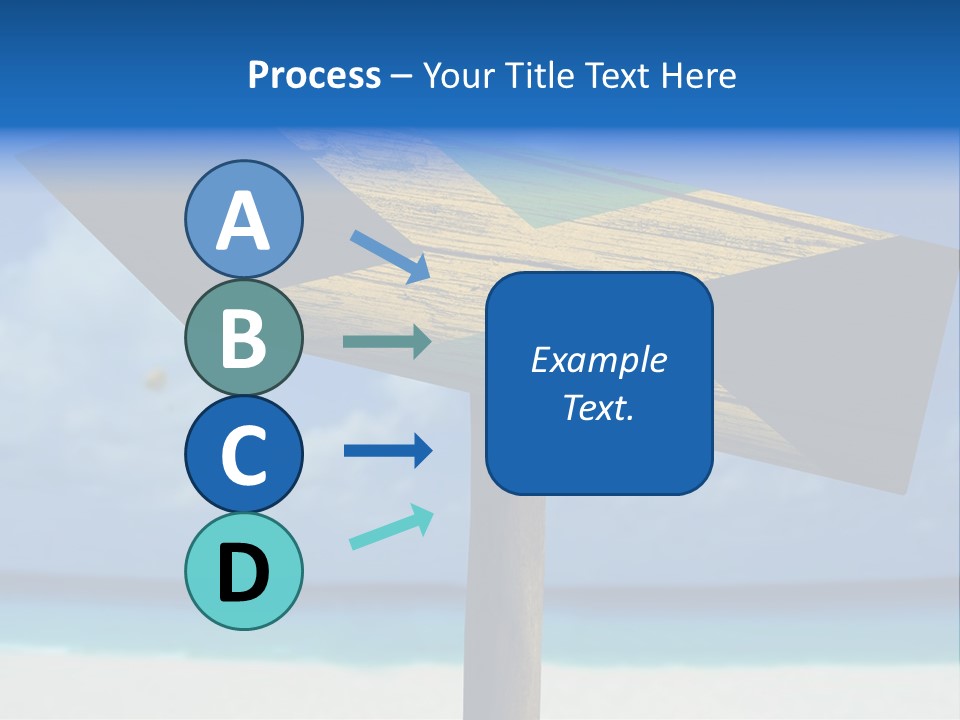 A Wooden Arrow Sign On A Beach With The Ocean In The Background PowerPoint Template