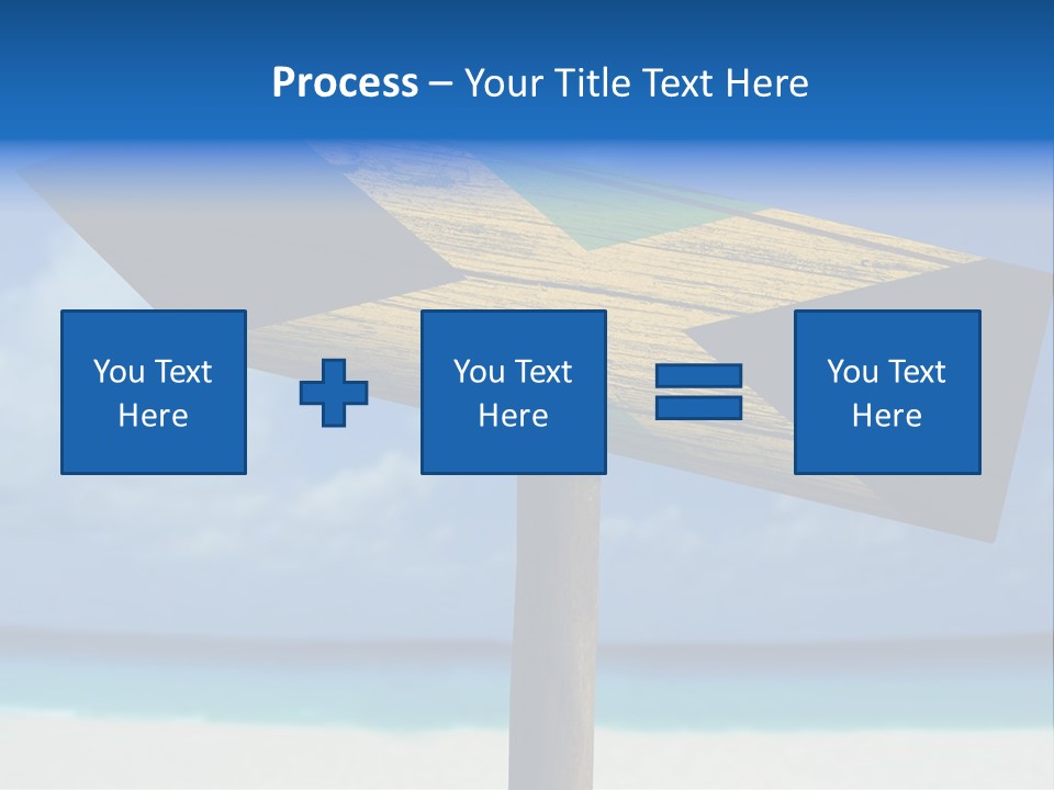 A Wooden Arrow Sign On A Beach With The Ocean In The Background PowerPoint Template