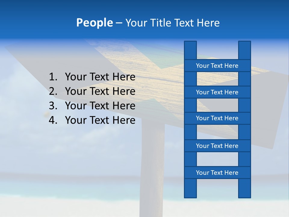 A Wooden Arrow Sign On A Beach With The Ocean In The Background PowerPoint Template