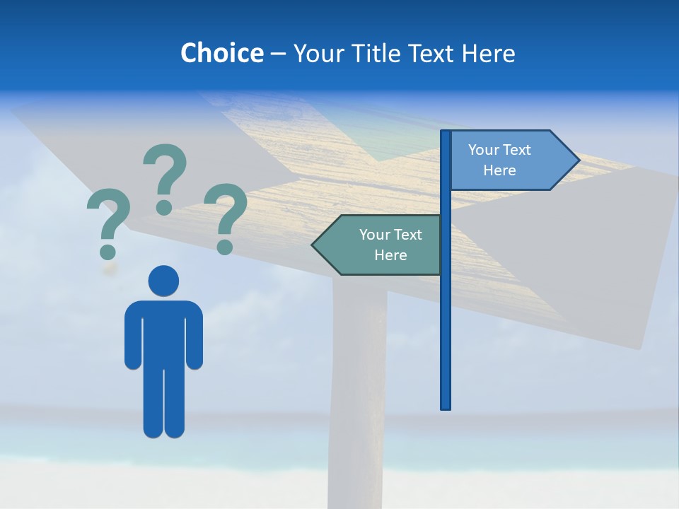 A Wooden Arrow Sign On A Beach With The Ocean In The Background PowerPoint Template