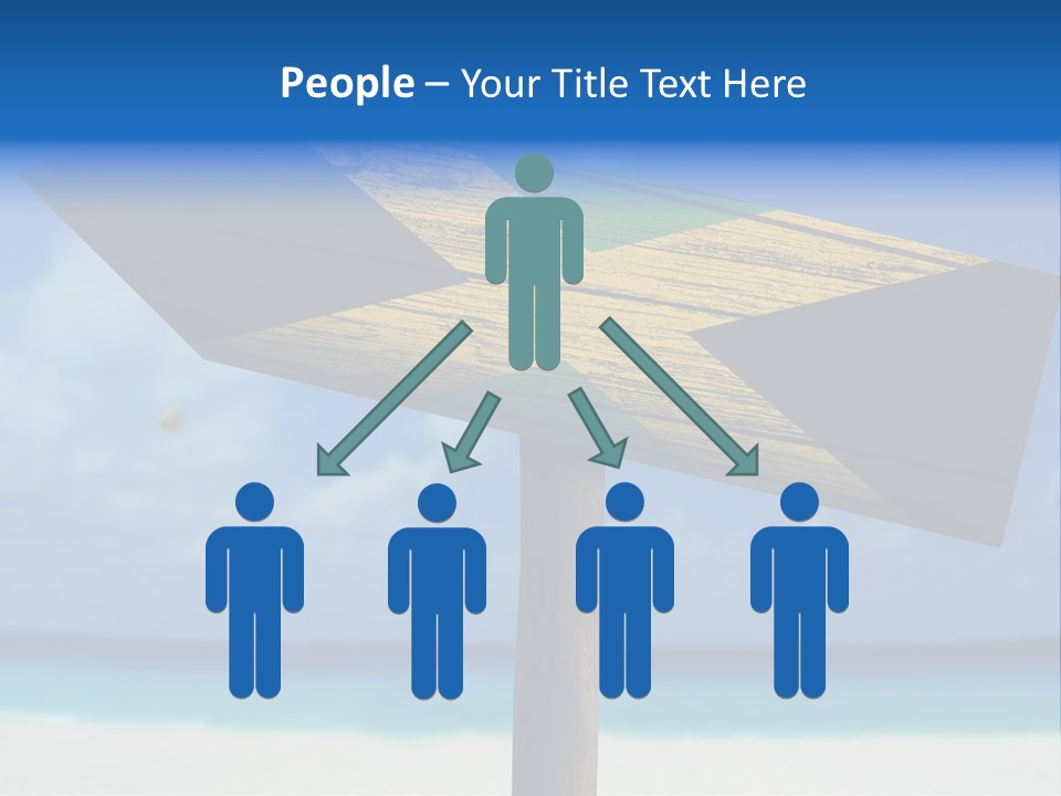 A Wooden Arrow Sign On A Beach With The Ocean In The Background PowerPoint Template