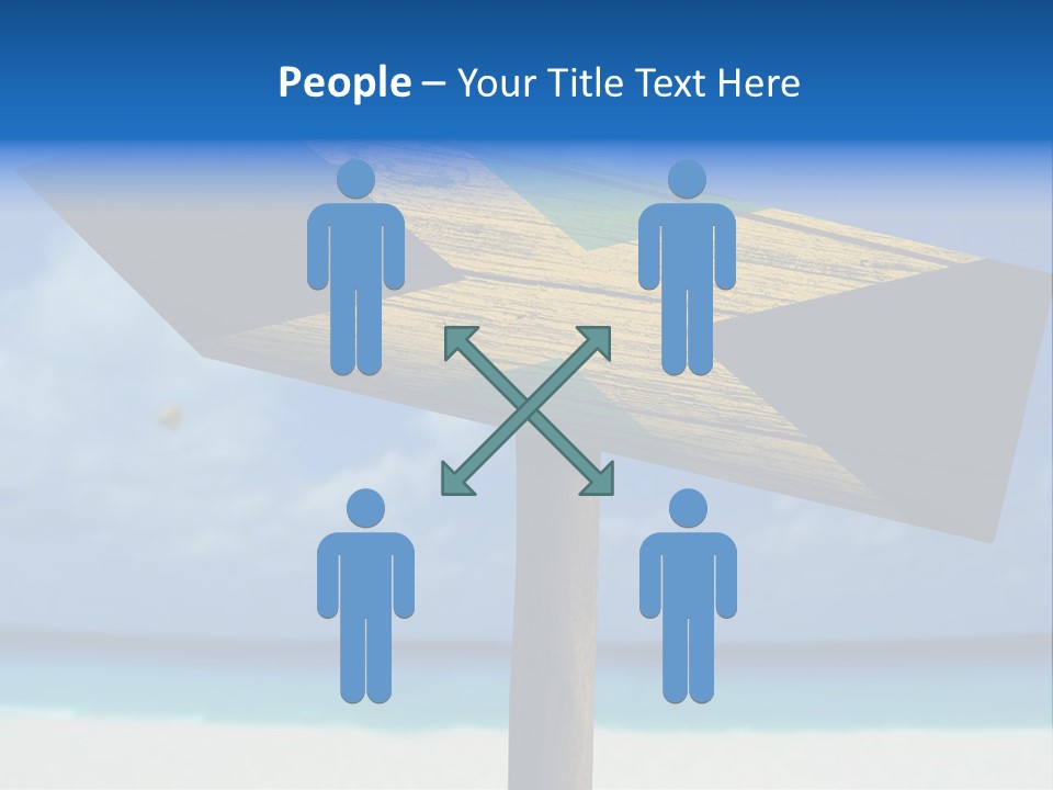 A Wooden Arrow Sign On A Beach With The Ocean In The Background PowerPoint Template