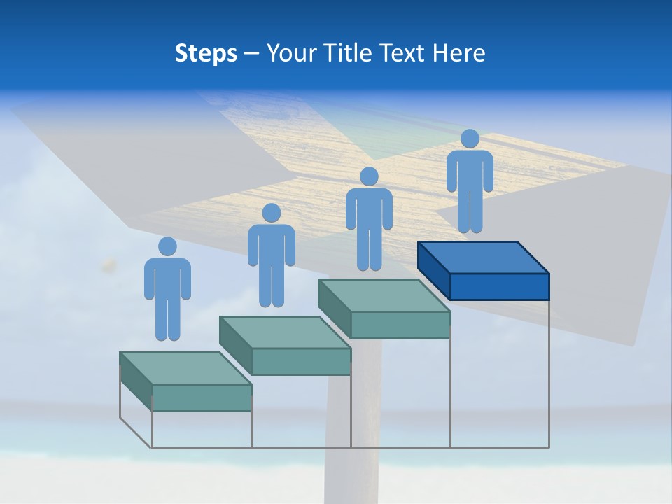 A Wooden Arrow Sign On A Beach With The Ocean In The Background PowerPoint Template