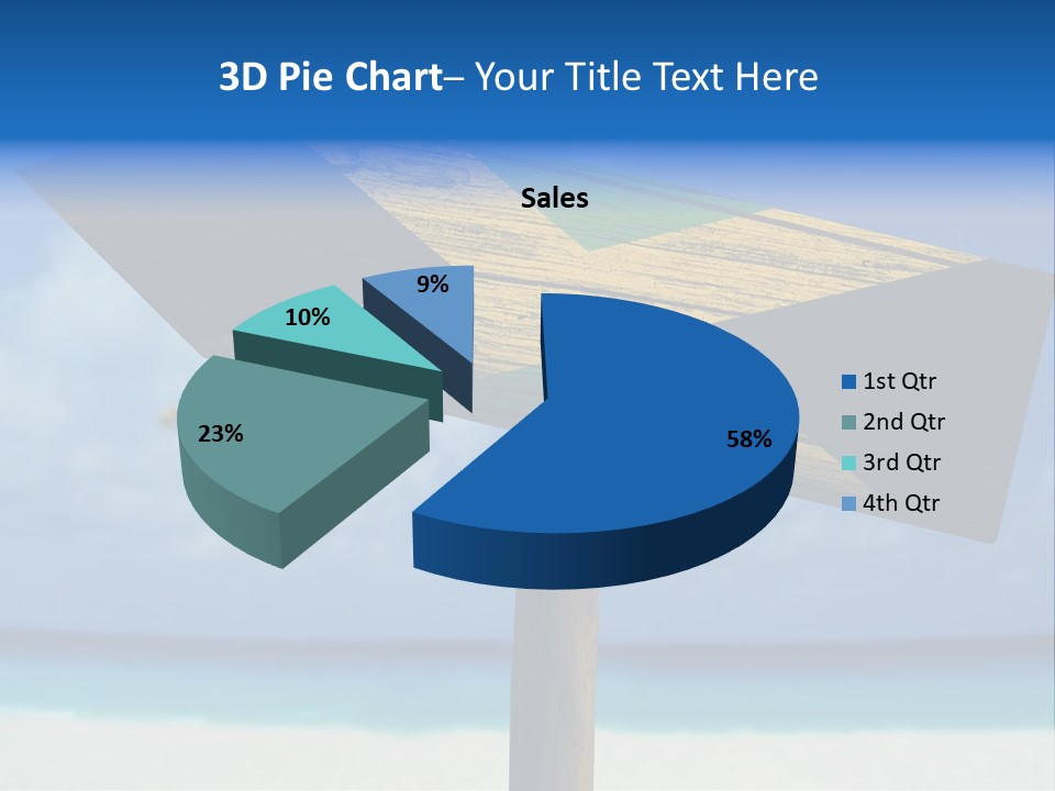 A Wooden Arrow Sign On A Beach With The Ocean In The Background PowerPoint Template