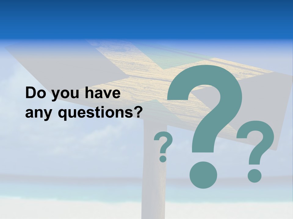 A Wooden Arrow Sign On A Beach With The Ocean In The Background PowerPoint Template