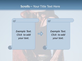 A Woman Wearing A Cowboy Hat And Holding A Saddle PowerPoint Template