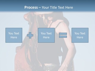 A Woman Wearing A Cowboy Hat And Holding A Saddle PowerPoint Template