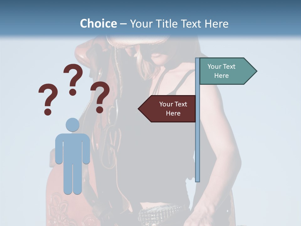 A Woman Wearing A Cowboy Hat And Holding A Saddle PowerPoint Template