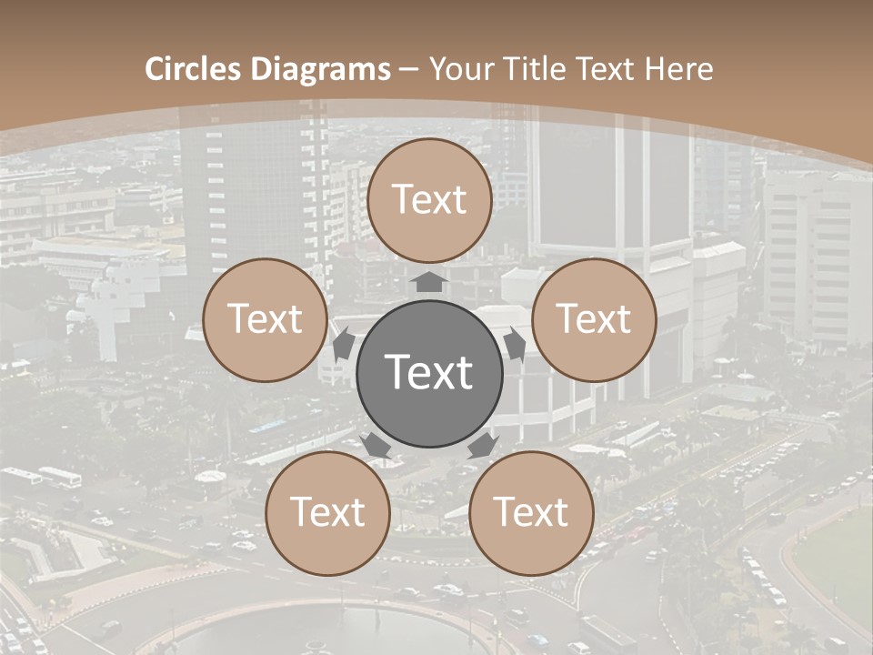 An Aerial View Of A City With A Fountain PowerPoint Template