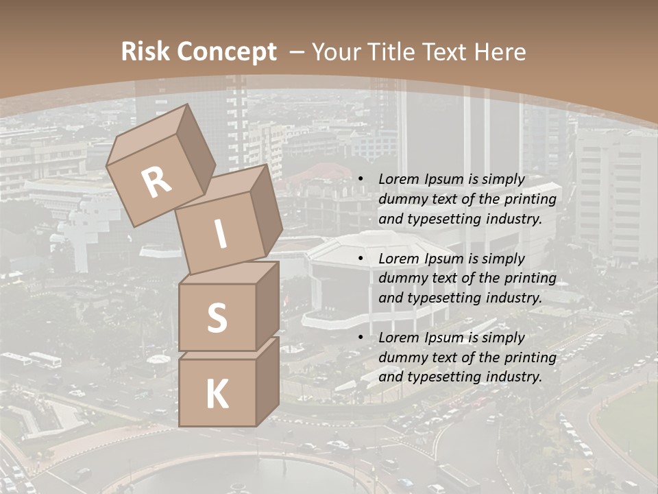 An Aerial View Of A City With A Fountain PowerPoint Template