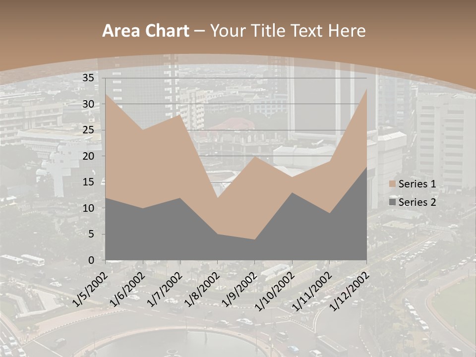 An Aerial View Of A City With A Fountain PowerPoint Template