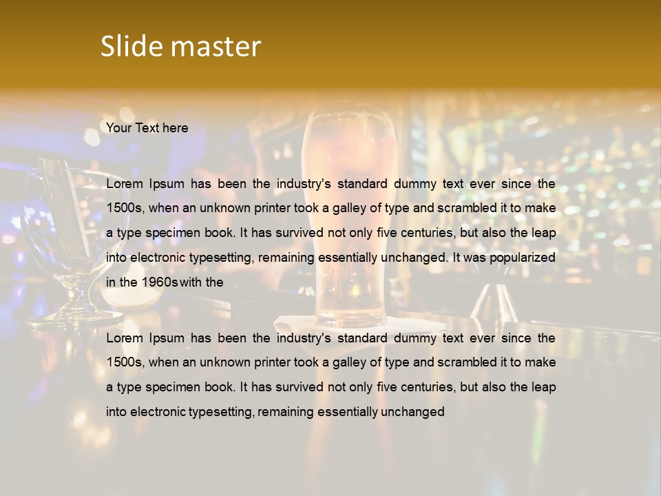 A Glass Of Beer Sitting On Top Of A Table PowerPoint Template