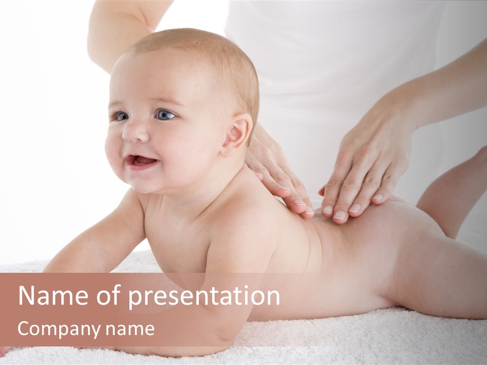 A Baby Is Being Massaged By A Woman PowerPoint Template