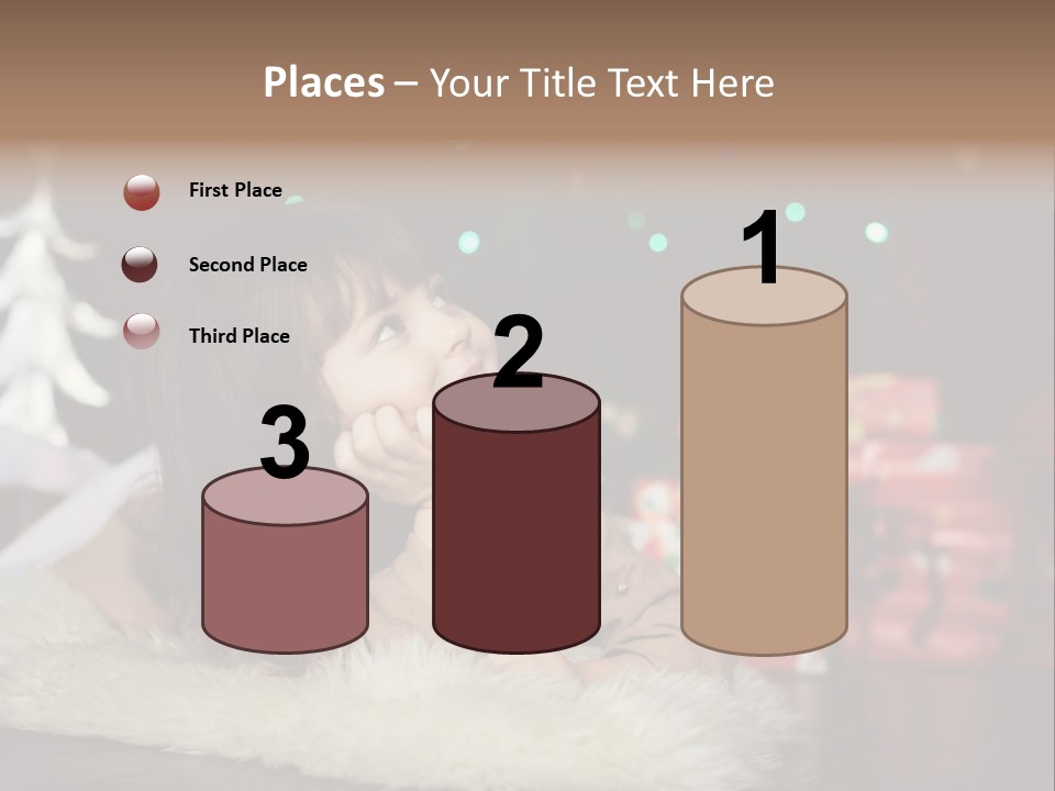 A Little Girl Sitting In Front Of A Christmas Tree PowerPoint Template