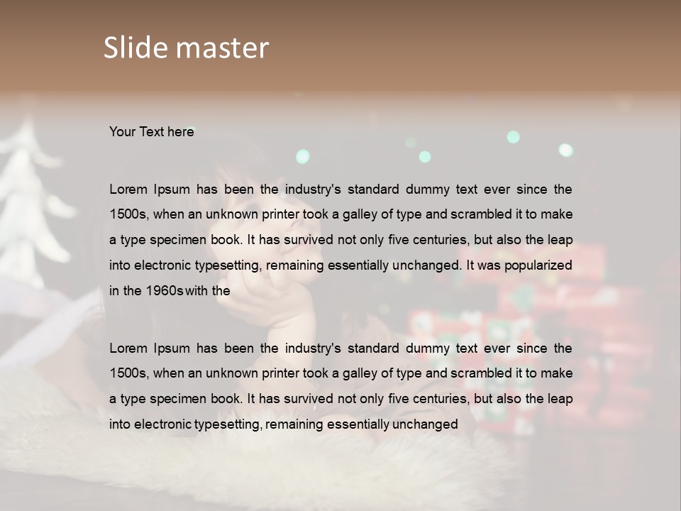 A Little Girl Sitting In Front Of A Christmas Tree PowerPoint Template