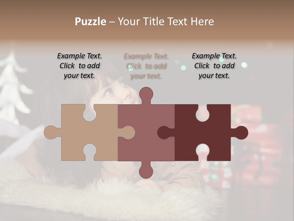 A Little Girl Sitting In Front Of A Christmas Tree PowerPoint Template