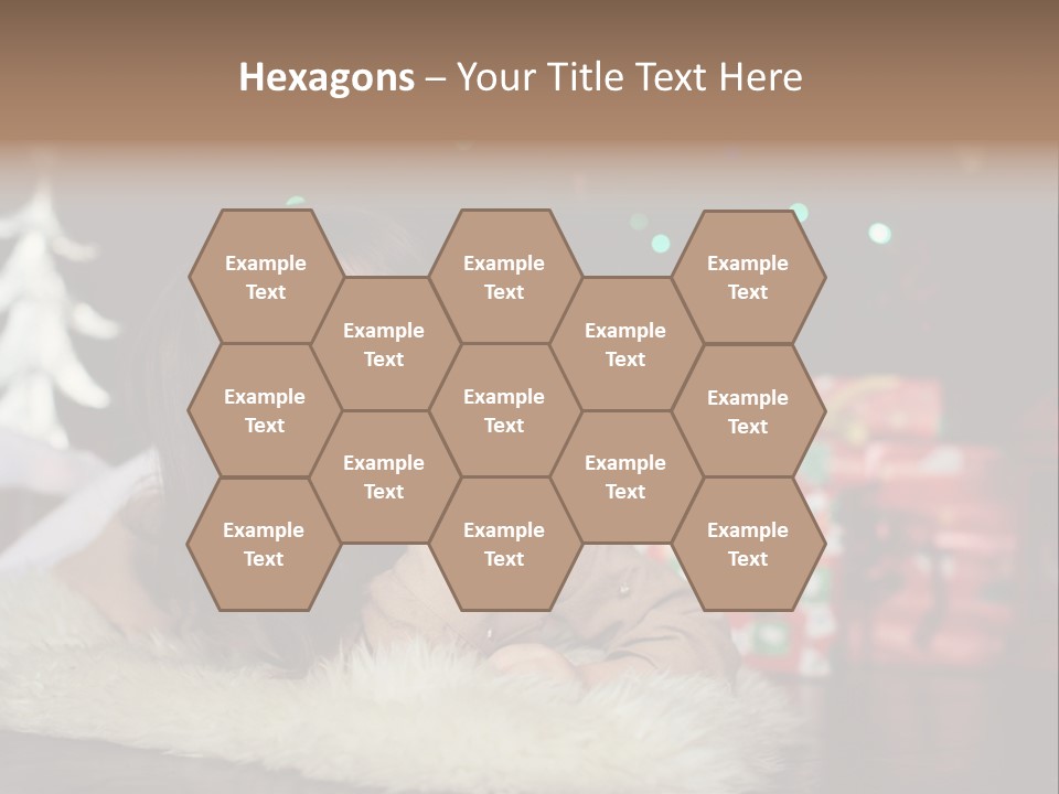 A Little Girl Sitting In Front Of A Christmas Tree PowerPoint Template