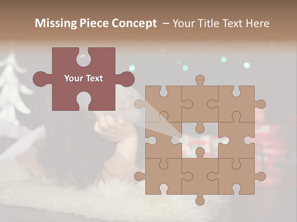 A Little Girl Sitting In Front Of A Christmas Tree PowerPoint Template