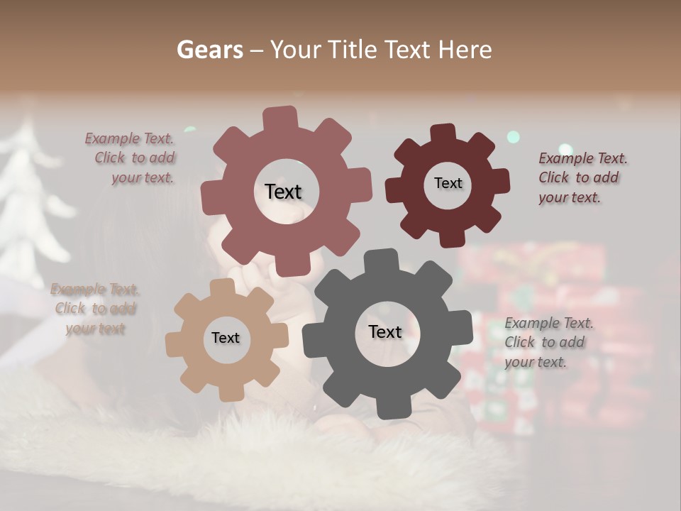 A Little Girl Sitting In Front Of A Christmas Tree PowerPoint Template