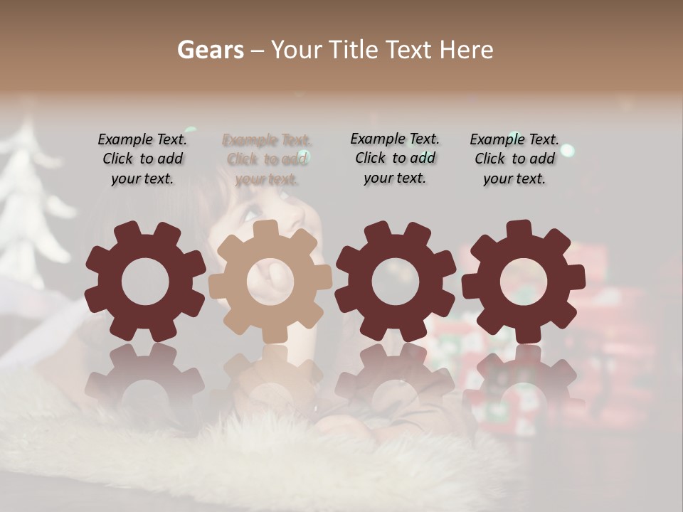 A Little Girl Sitting In Front Of A Christmas Tree PowerPoint Template