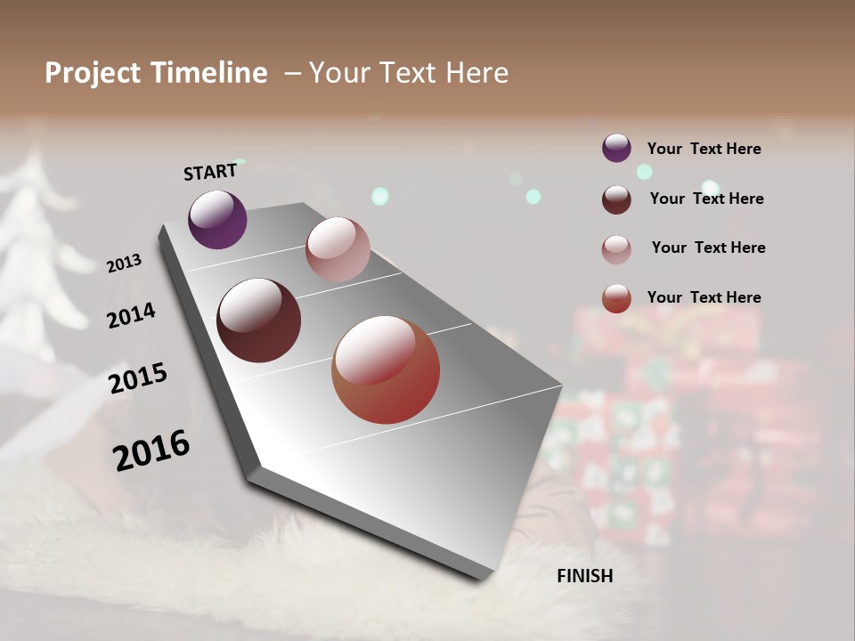 A Little Girl Sitting In Front Of A Christmas Tree PowerPoint Template