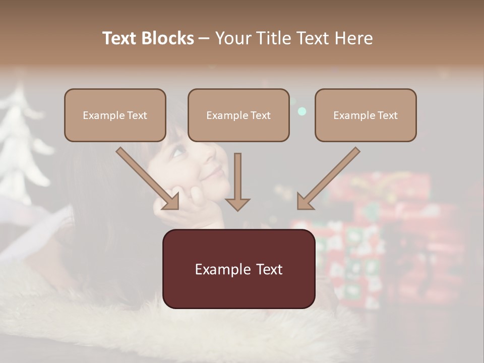 A Little Girl Sitting In Front Of A Christmas Tree PowerPoint Template