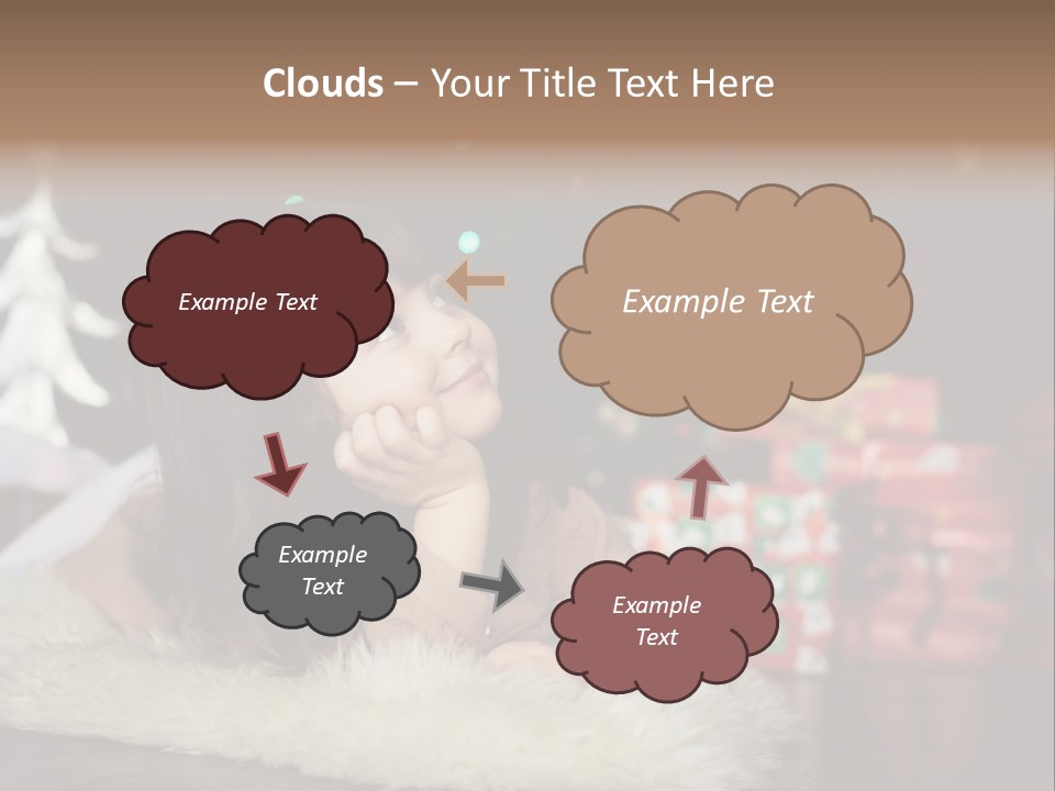 A Little Girl Sitting In Front Of A Christmas Tree PowerPoint Template