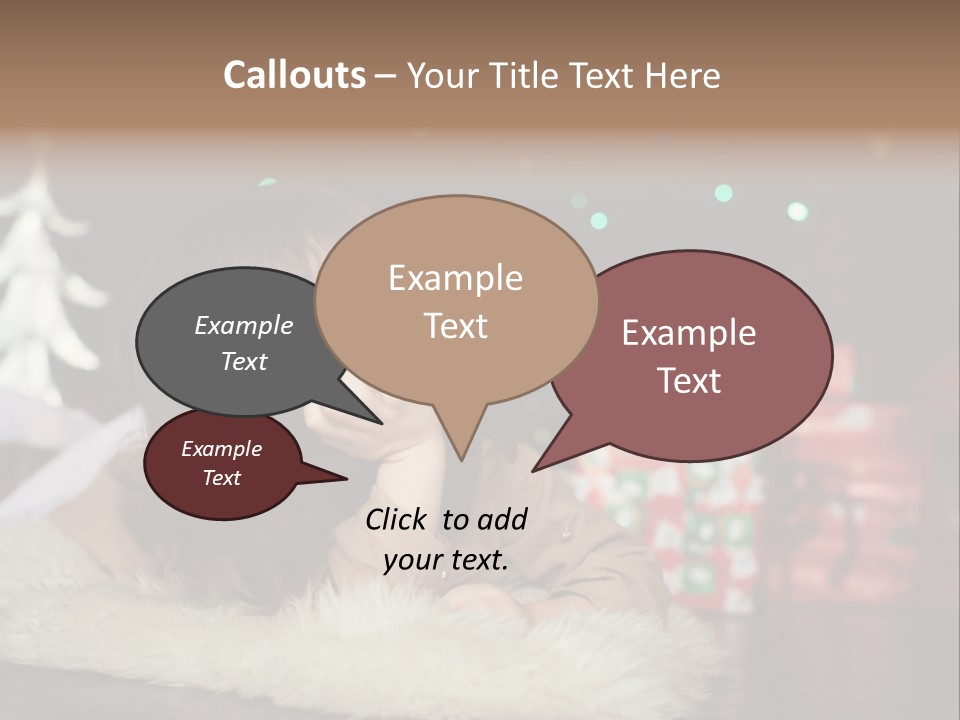 A Little Girl Sitting In Front Of A Christmas Tree PowerPoint Template