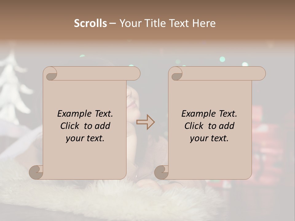 A Little Girl Sitting In Front Of A Christmas Tree PowerPoint Template