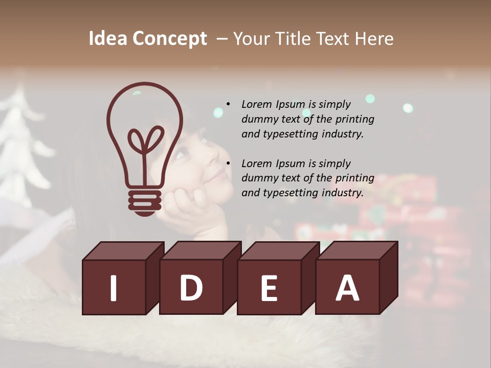 A Little Girl Sitting In Front Of A Christmas Tree PowerPoint Template