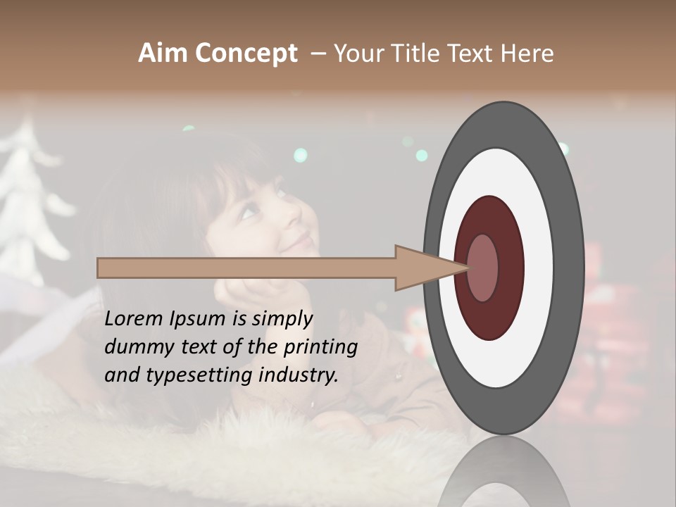 A Little Girl Sitting In Front Of A Christmas Tree PowerPoint Template