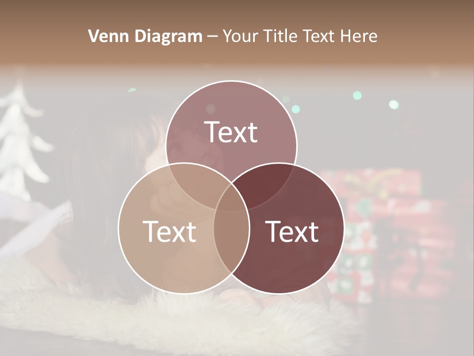 A Little Girl Sitting In Front Of A Christmas Tree PowerPoint Template