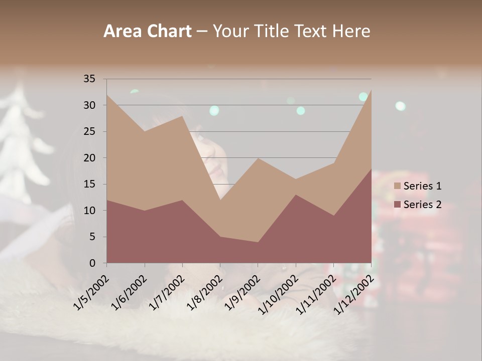 A Little Girl Sitting In Front Of A Christmas Tree PowerPoint Template